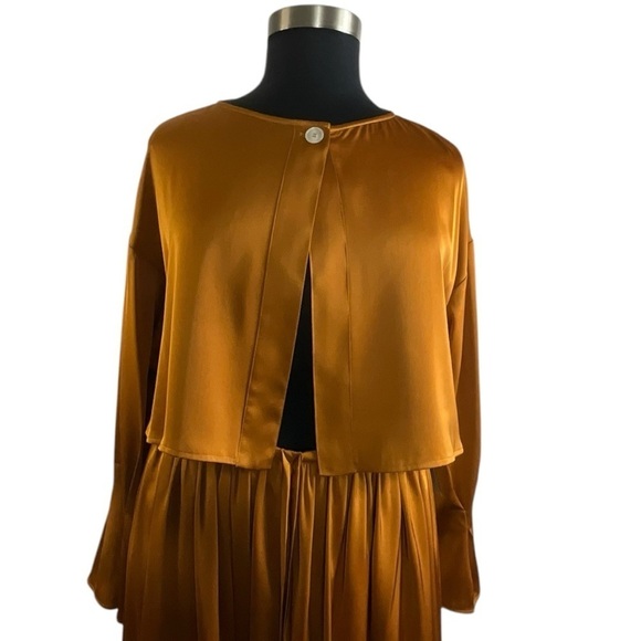 Nap Jackets & Blazers - NAP Free Flowing Cropped Jacket Lounge Wear Pleated Sleeve Cuff in Warm Amber
